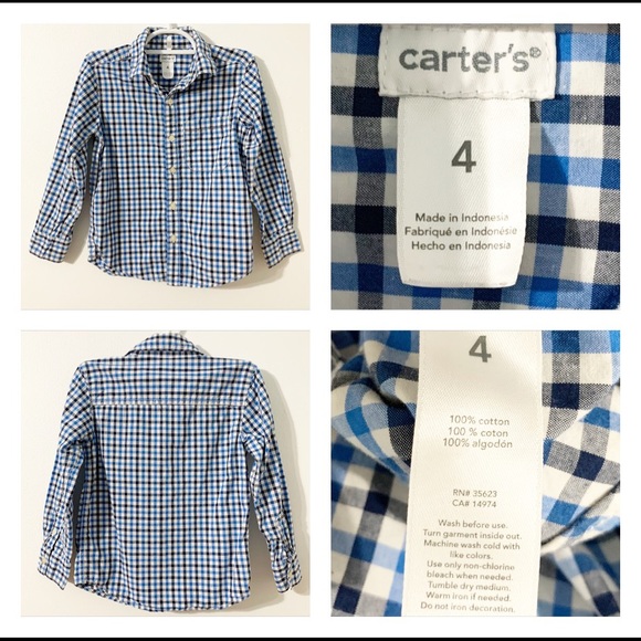 Gymboree and Carter’s Bundle of Three Plaid / Checked Button Down Shirts Size 4 - Picture 8 of 8